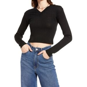 BP Regan  black ribbed cropped sweater M NWT